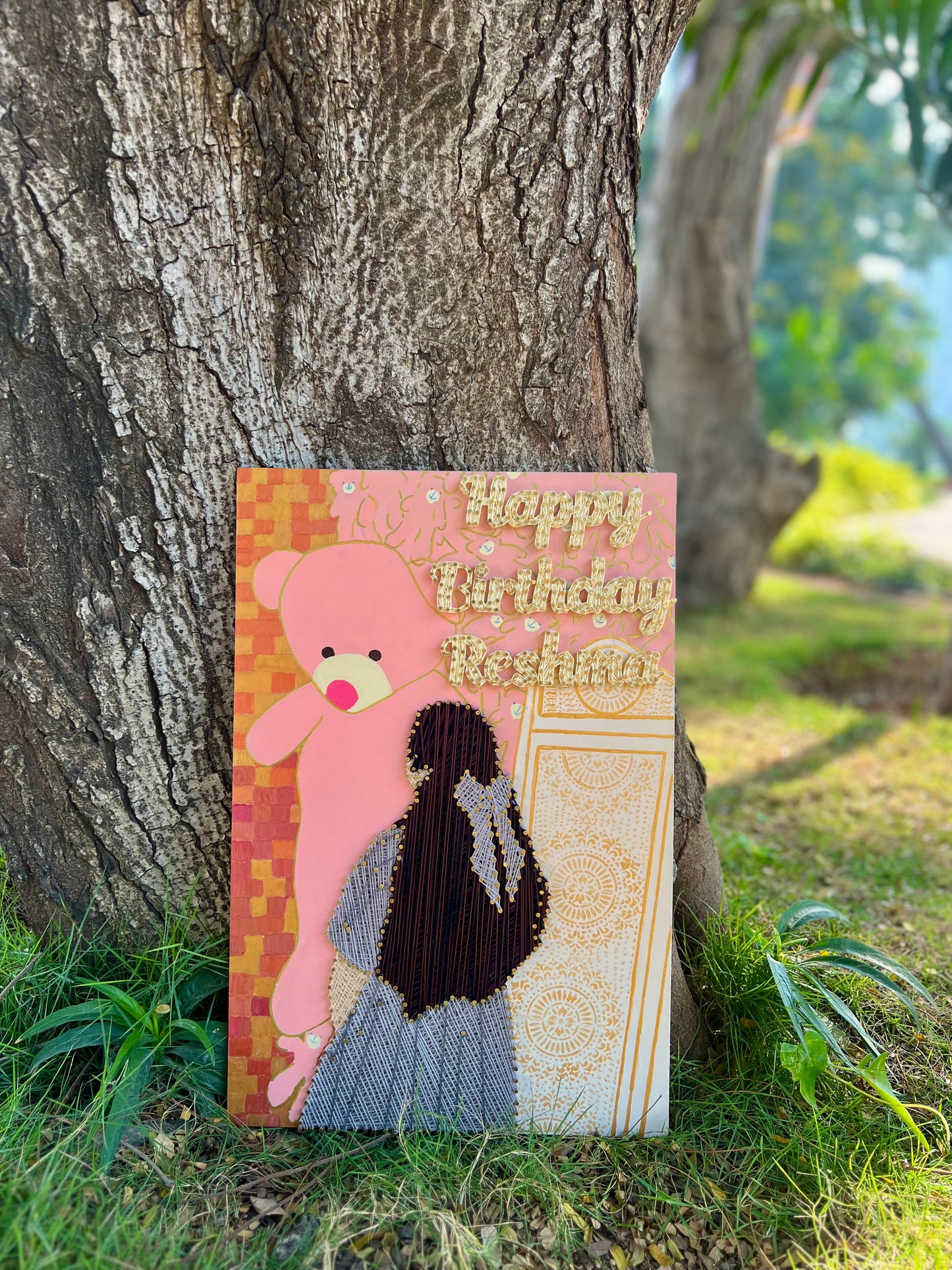 Photo Recreation with Happy Birthday String Art