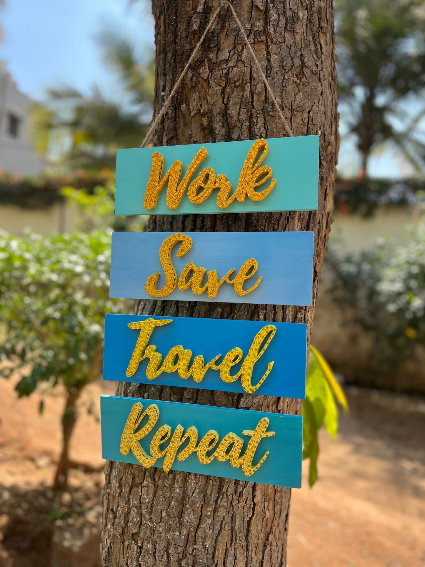 Work Save Travel Repeat String Art
