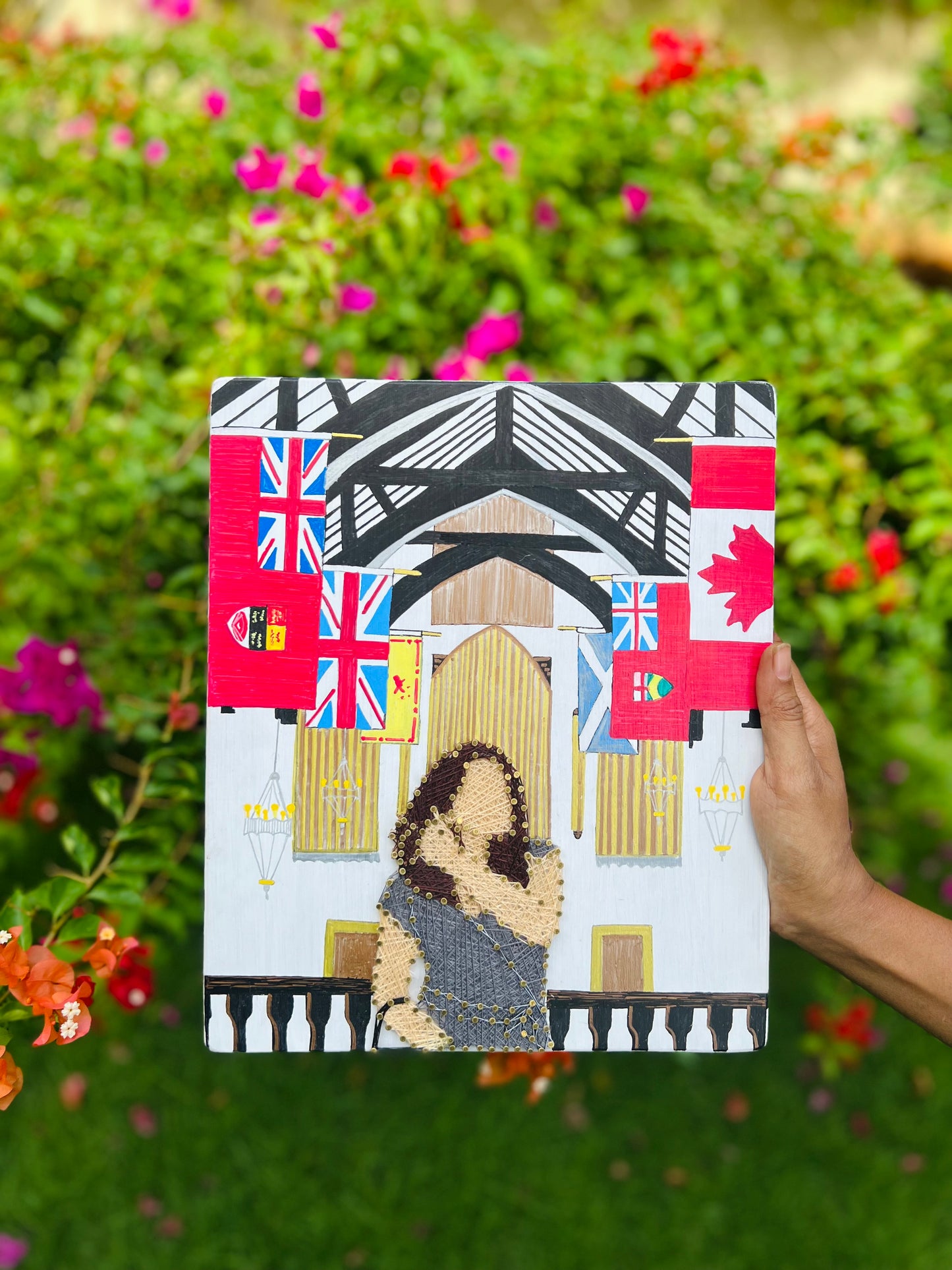 Photo Recreation with Hand Painting String Art
