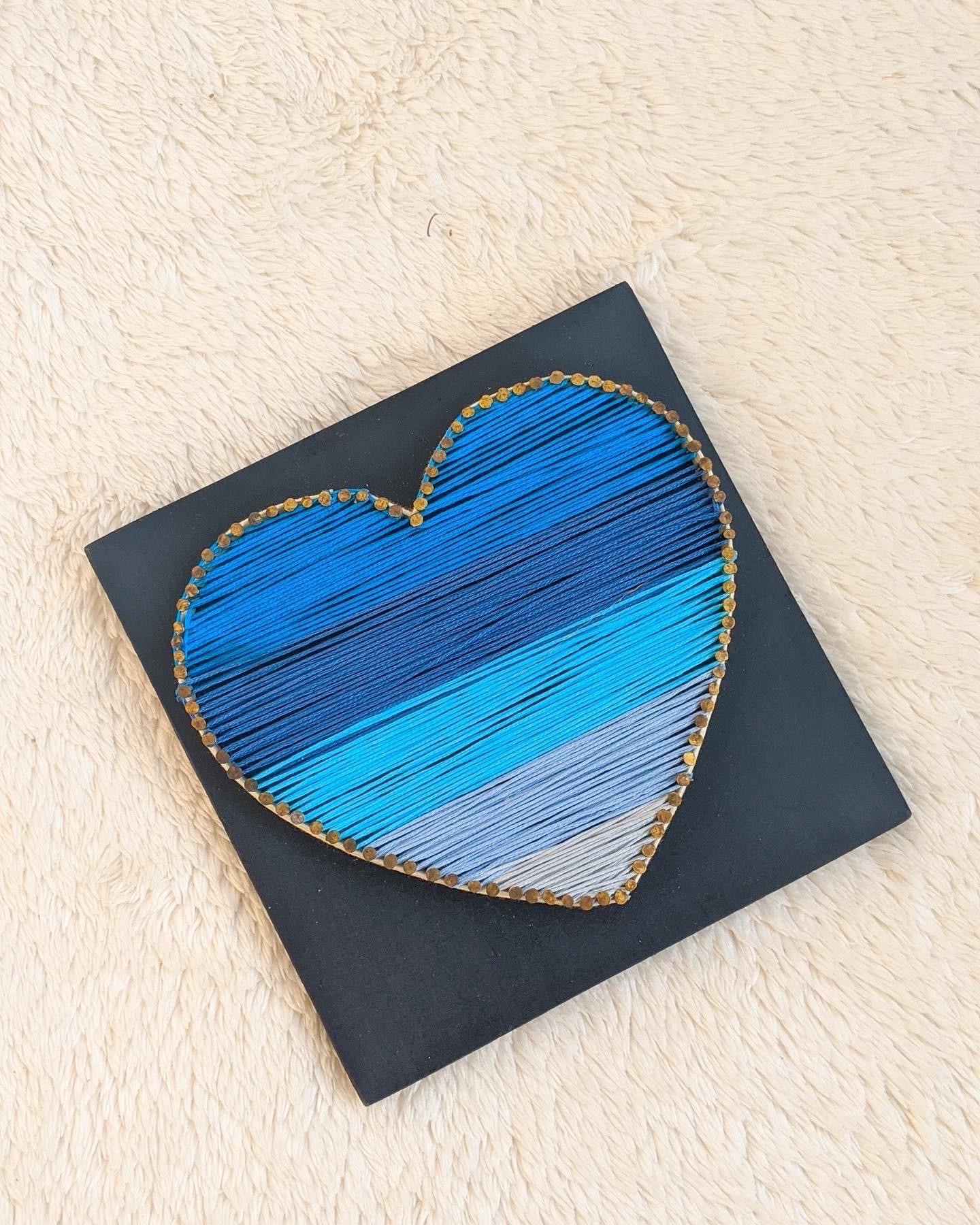 Blue Heart String Art