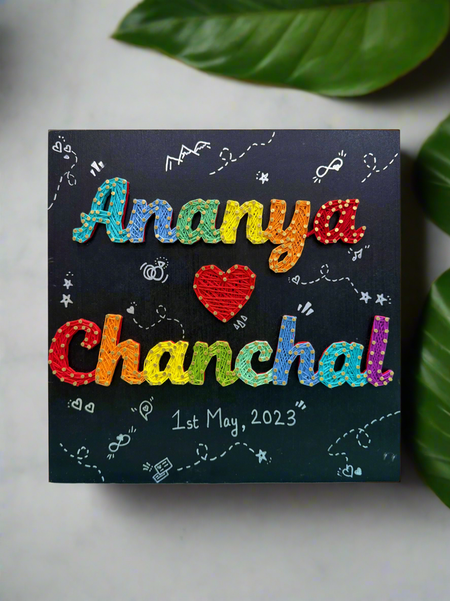 Couple Nameplate With Home/Heart/Infinity String Art