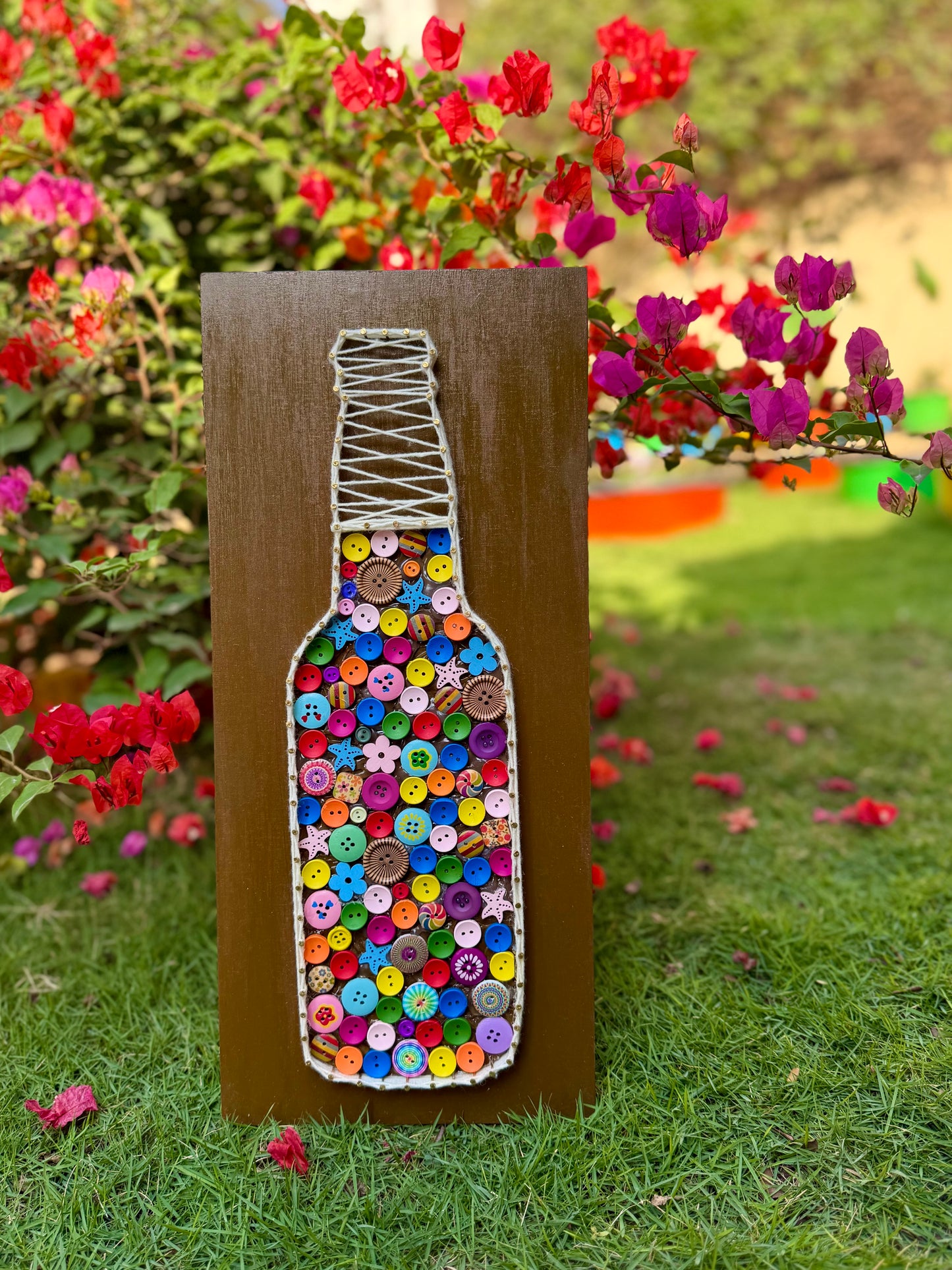 Buttons Bottle String Art