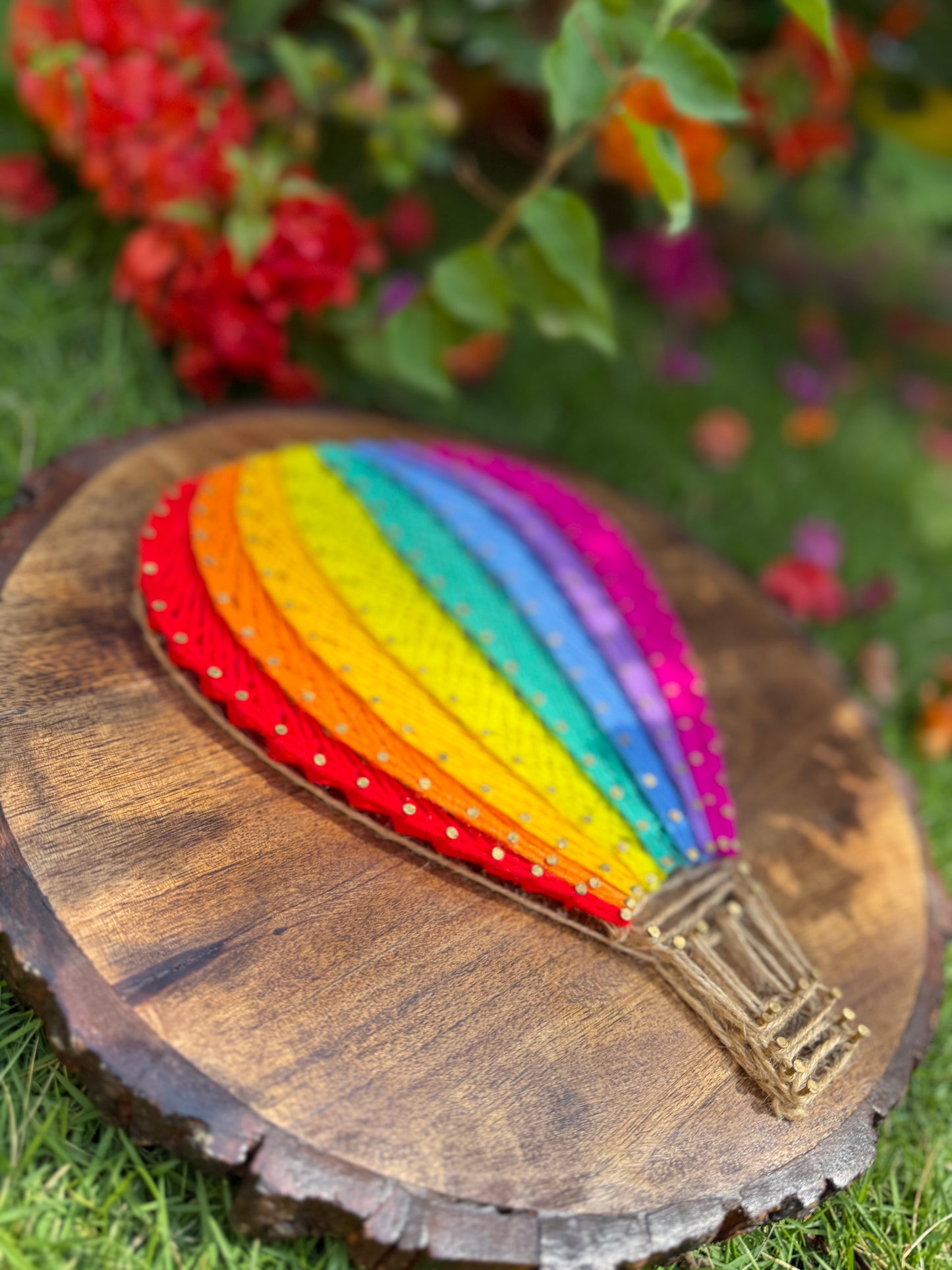 Hot Air Balloon: Natural Wood String Art