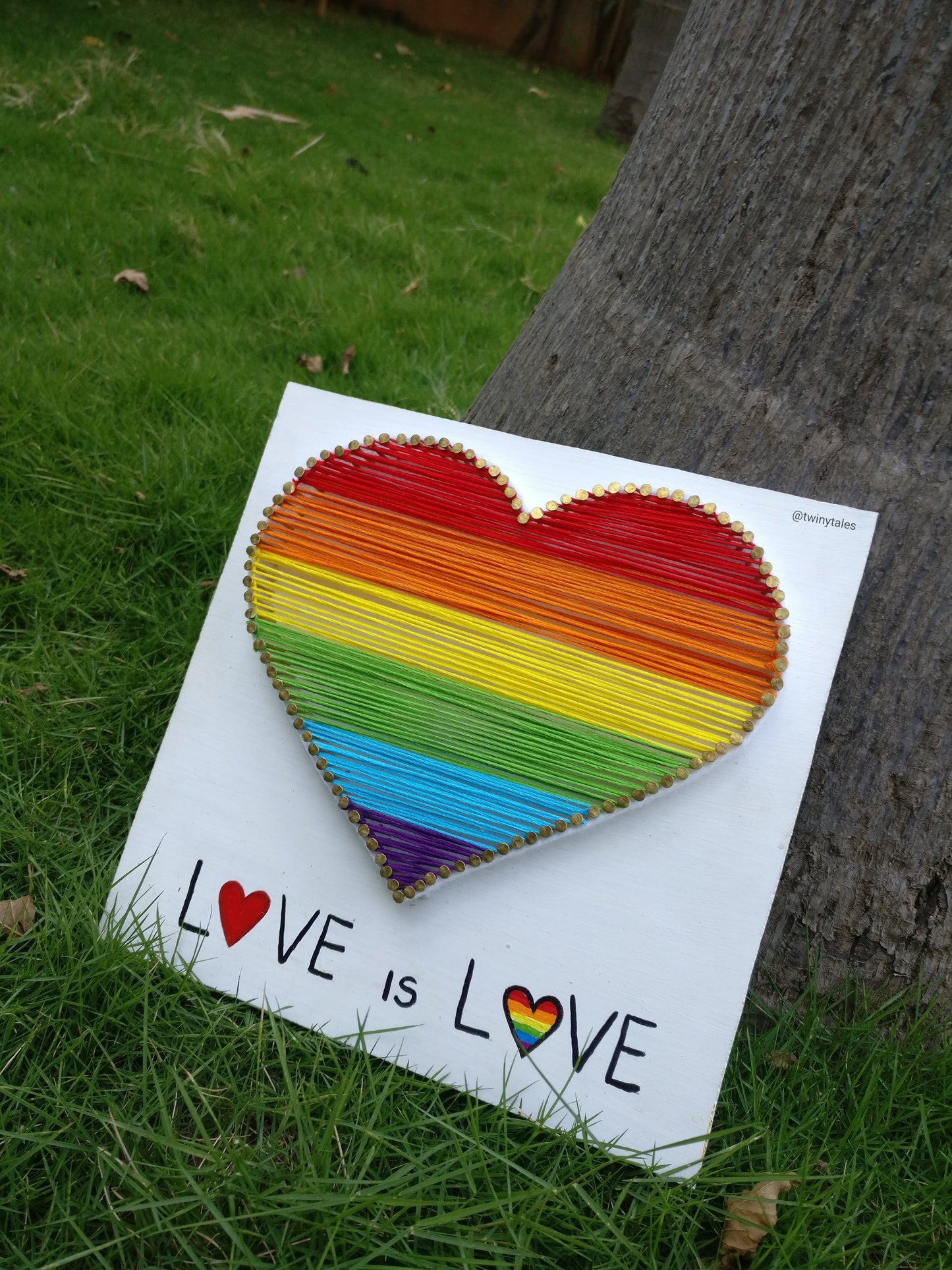 Love is Love Rainbow Heart LGBTQIA+ String Art
