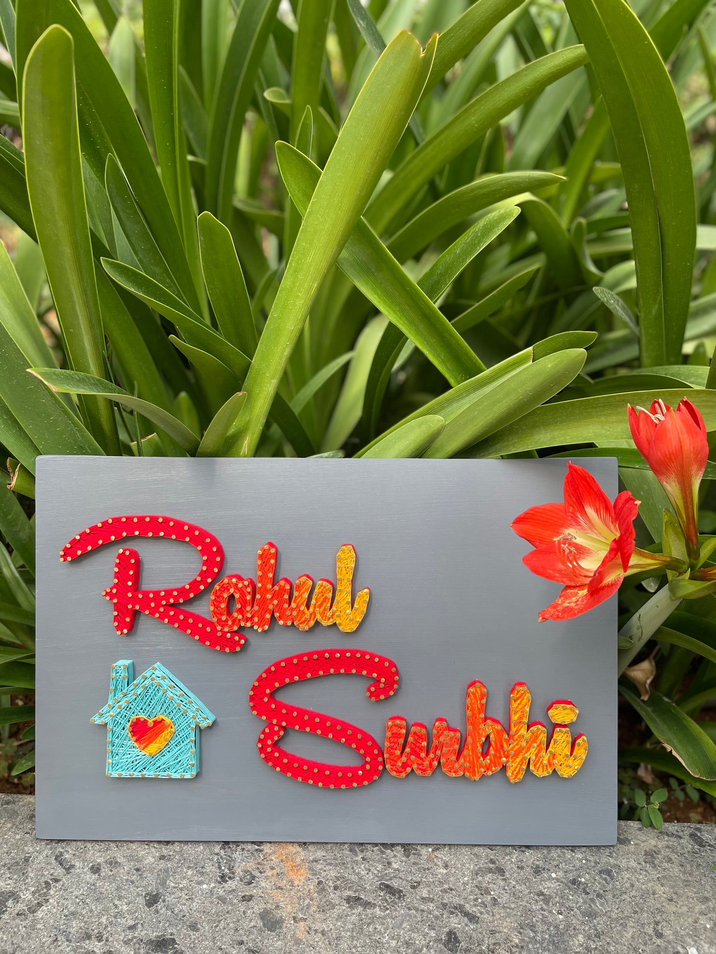 Couple Nameplate With Home/Heart/Infinity String Art