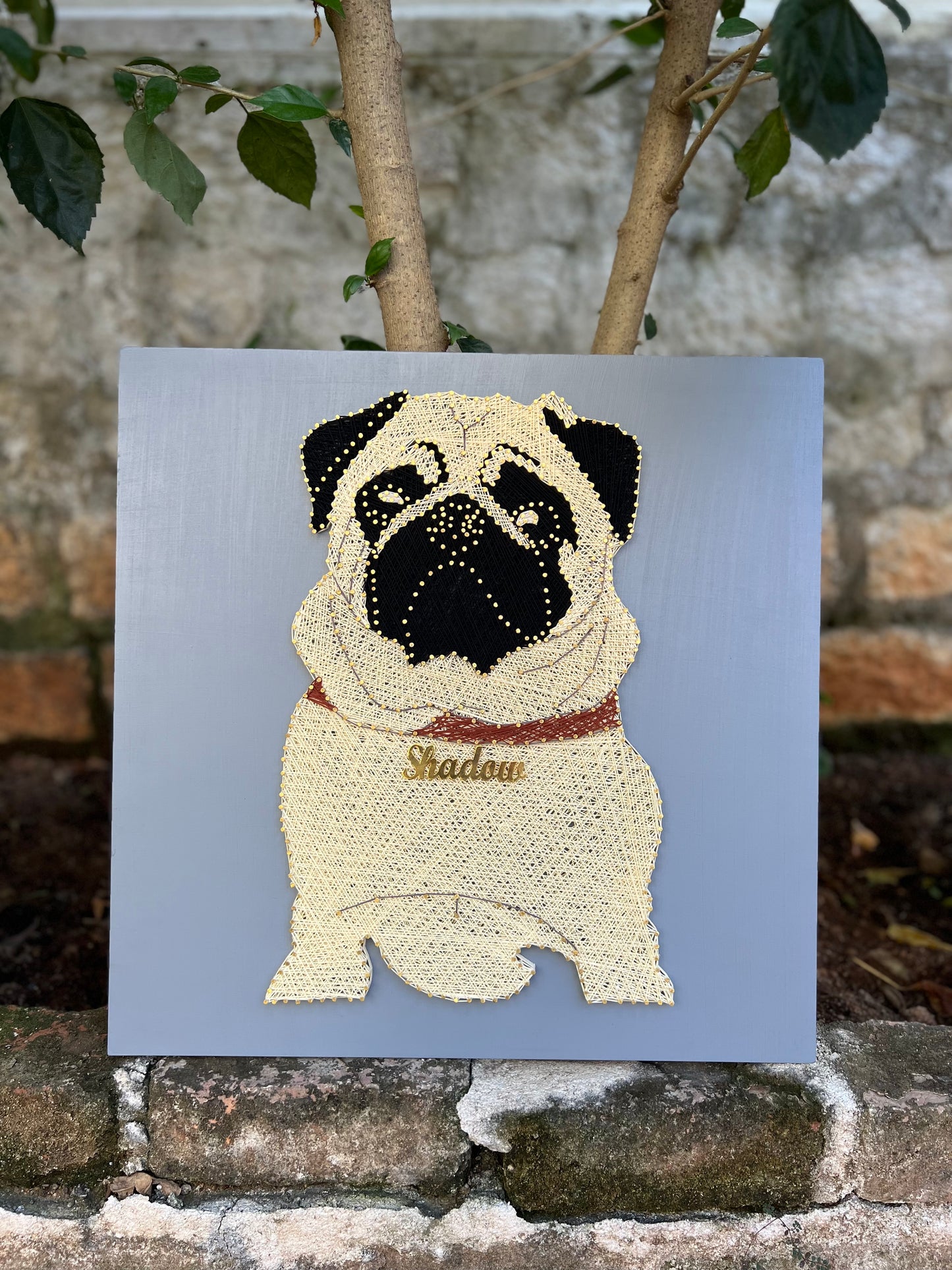 Shadow Pug Pet Portrait String Art