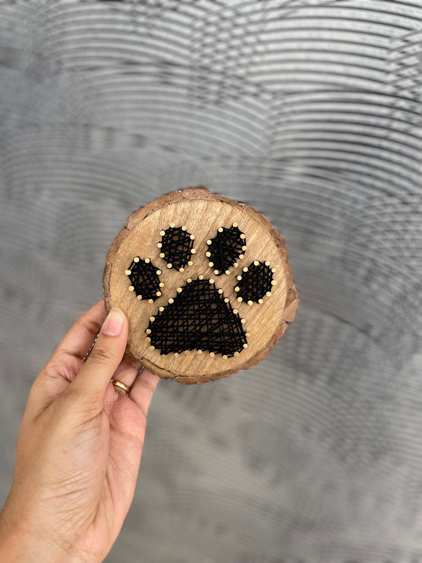 Paw on Natural Wood String Art