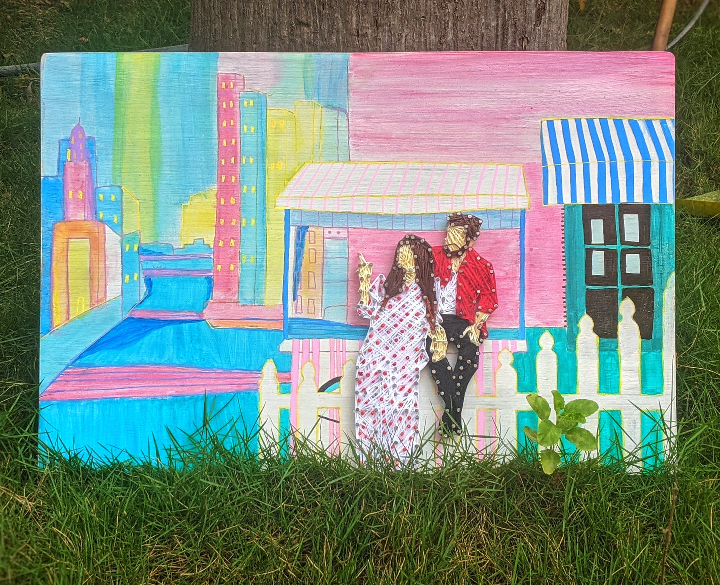 Photo Recreation with Hand Painting String Art