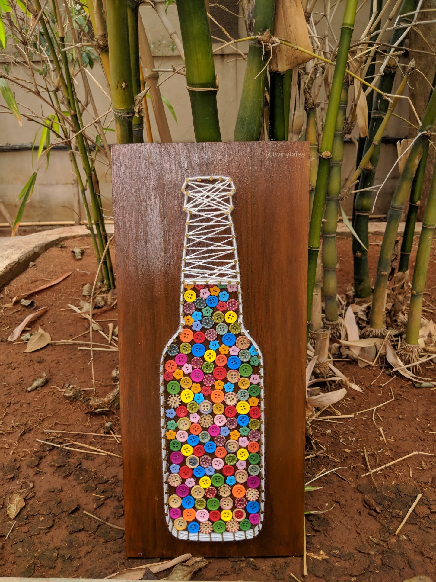 Buttons Bottle String Art