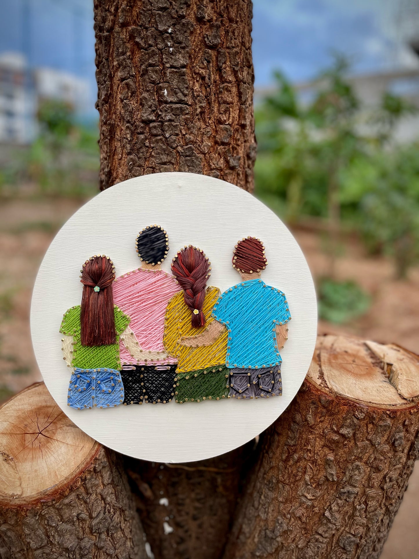 Photo Recreation with Hand Painting String Art