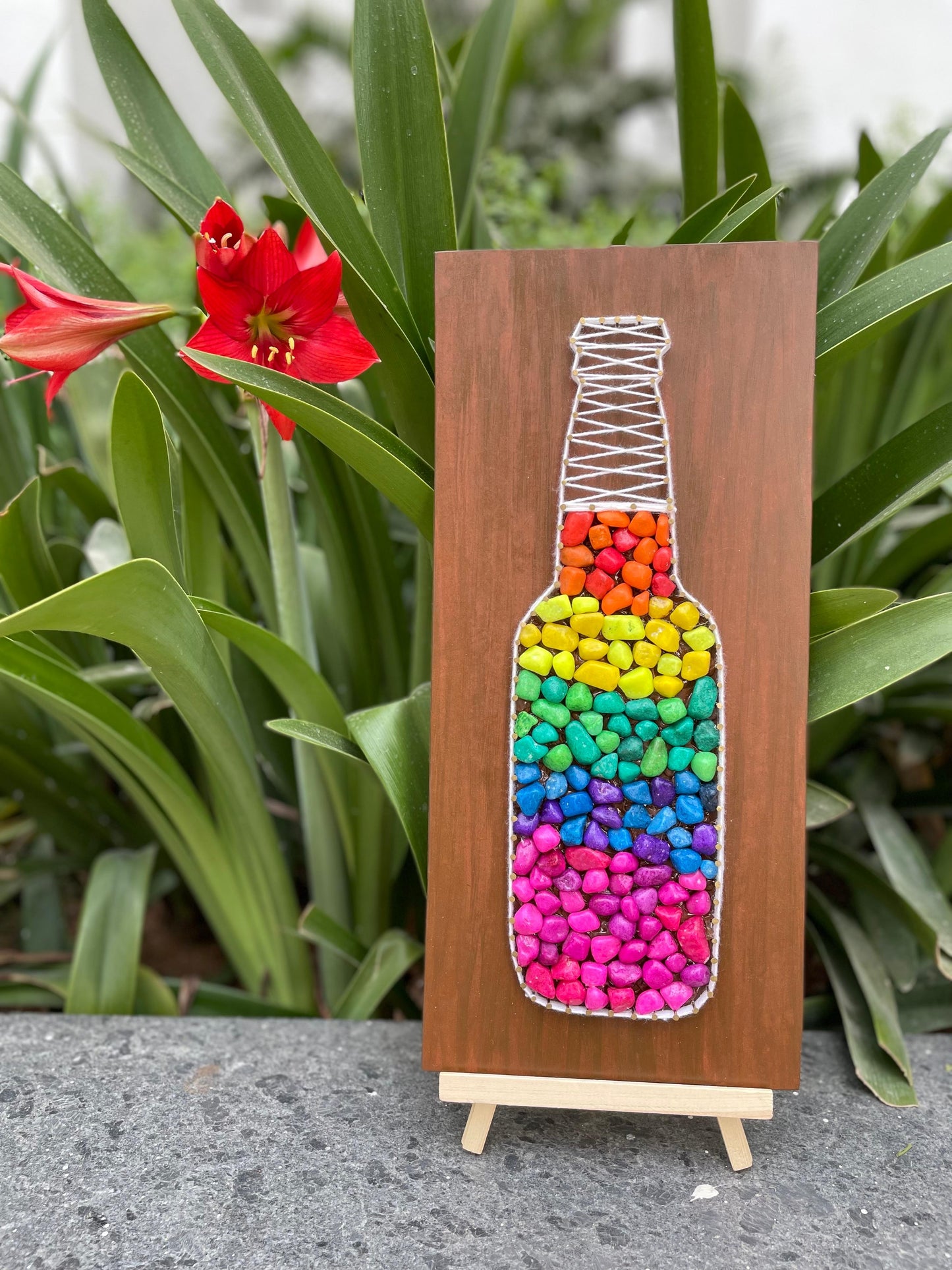 Stones Bottle String Art