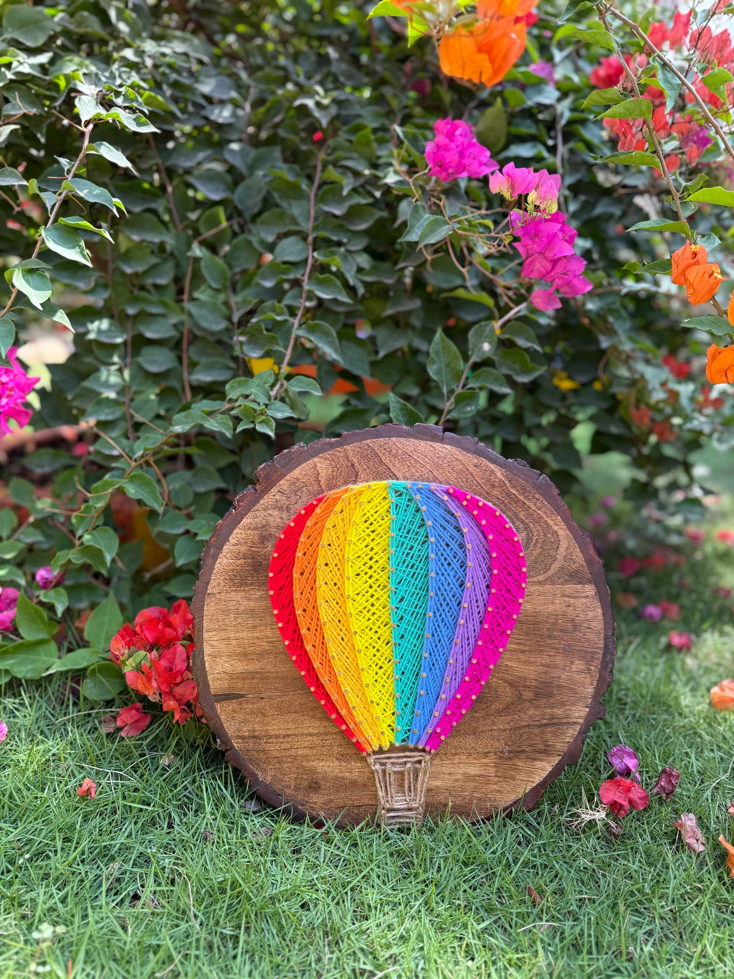 Hot Air Balloon: Natural Wood String Art