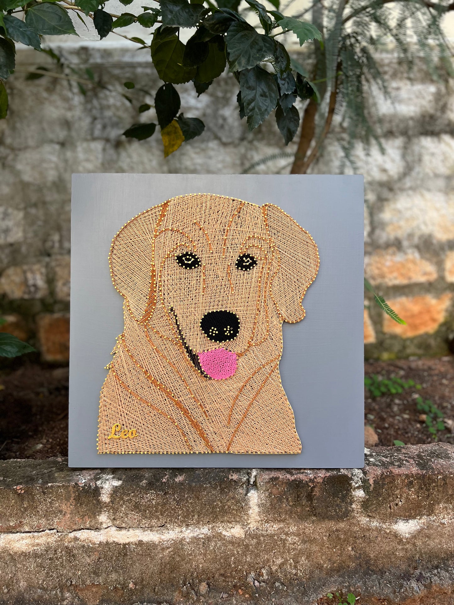 Golden Retriever Pet Portrait String Art