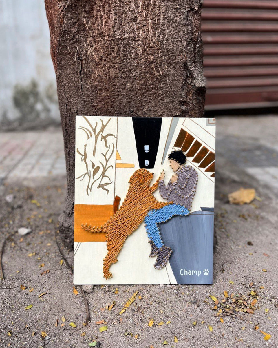 Photo Recreation with Hand Painting String Art