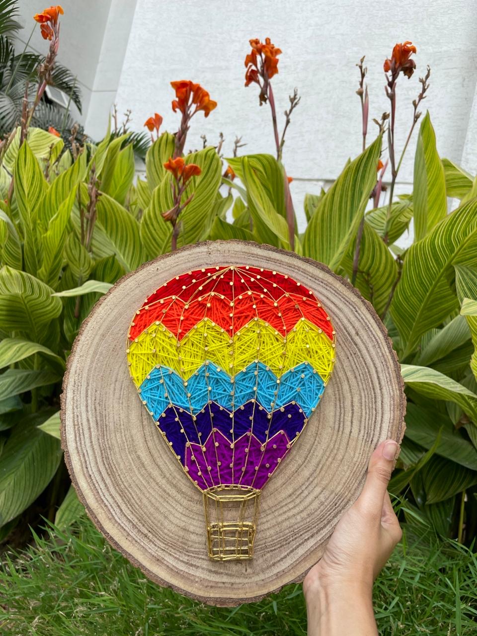 Hot Air Balloon: Natural Wood String Art