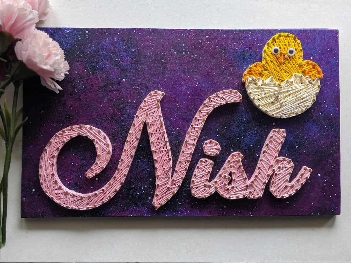 Nameplate With Cute Animal String Art