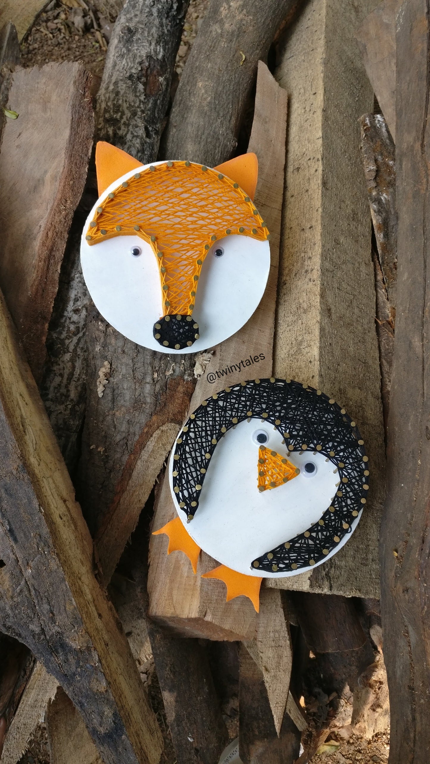 Fox And Penguin String Art