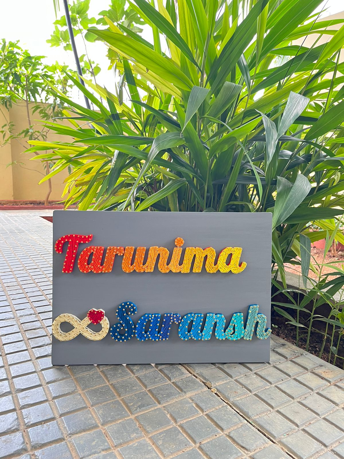Couple Nameplate With Home/Heart/Infinity String Art