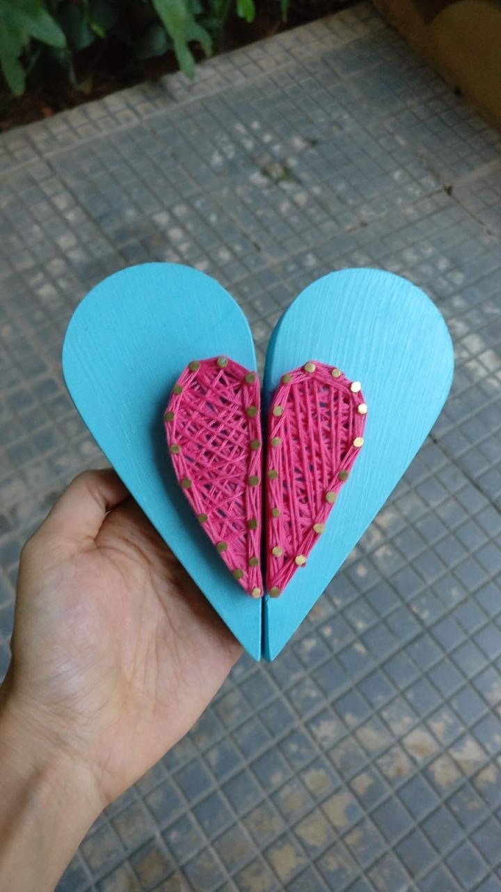 Clinging Hearts String Art