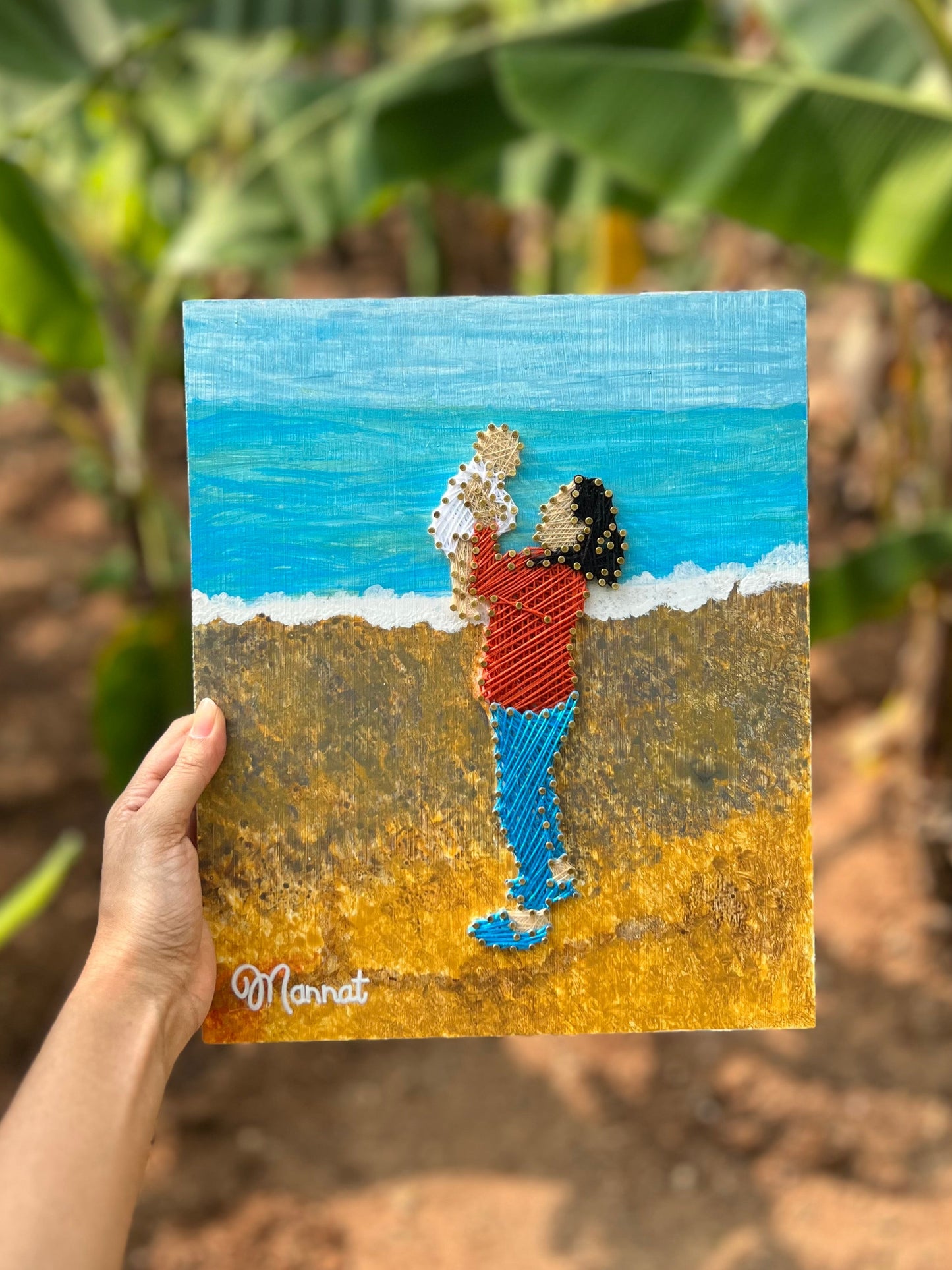 Photo Recreation with Hand Painting String Art