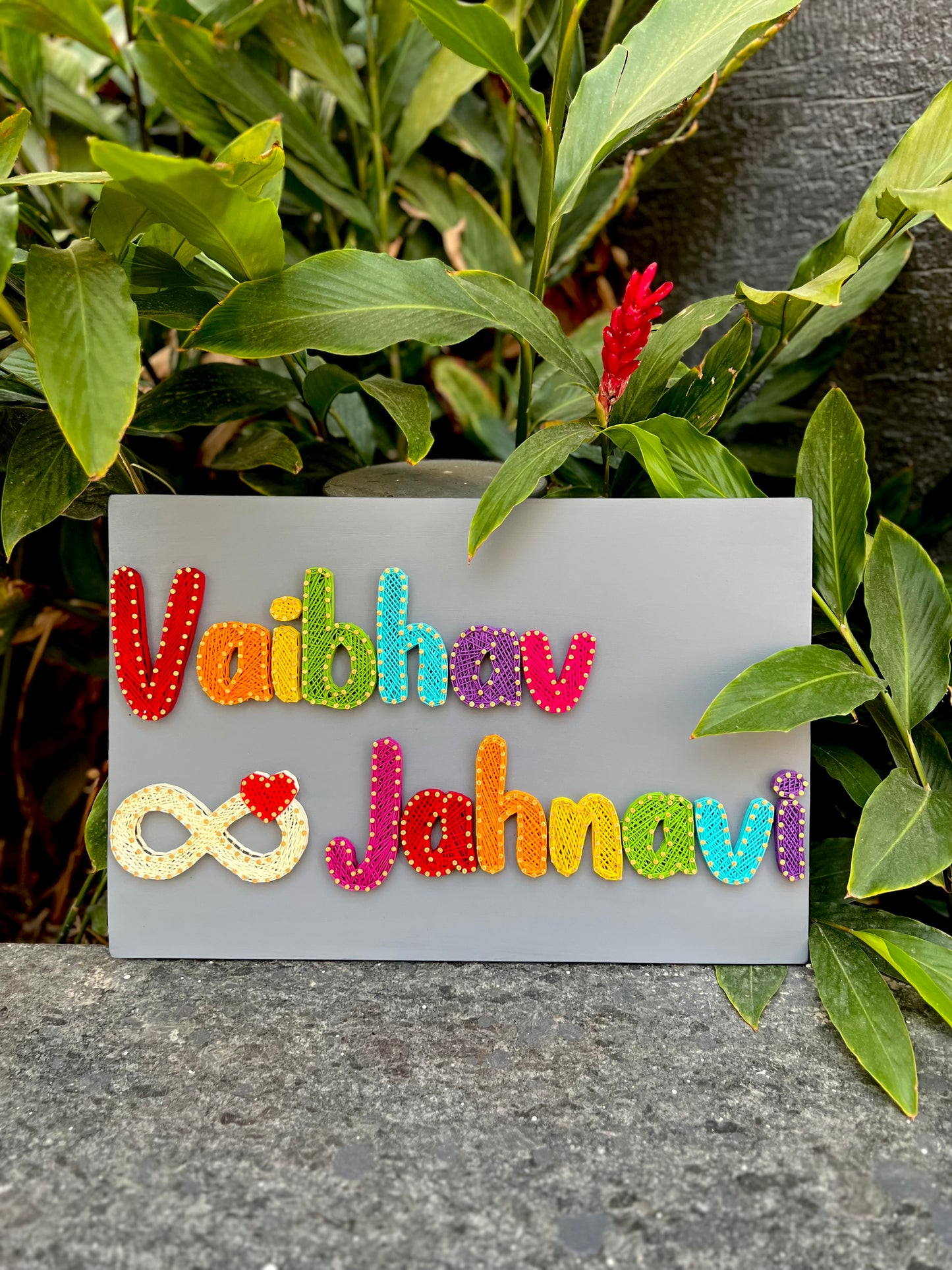Couple Nameplate With Home/Heart/Infinity String Art