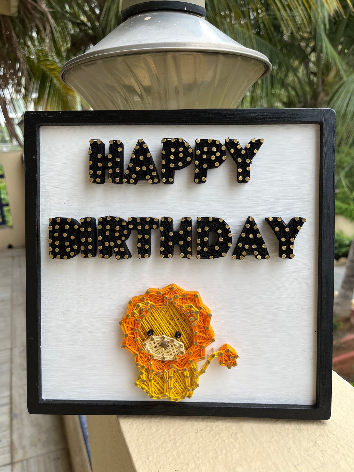 Happy Birthday With Cute Animal String Art