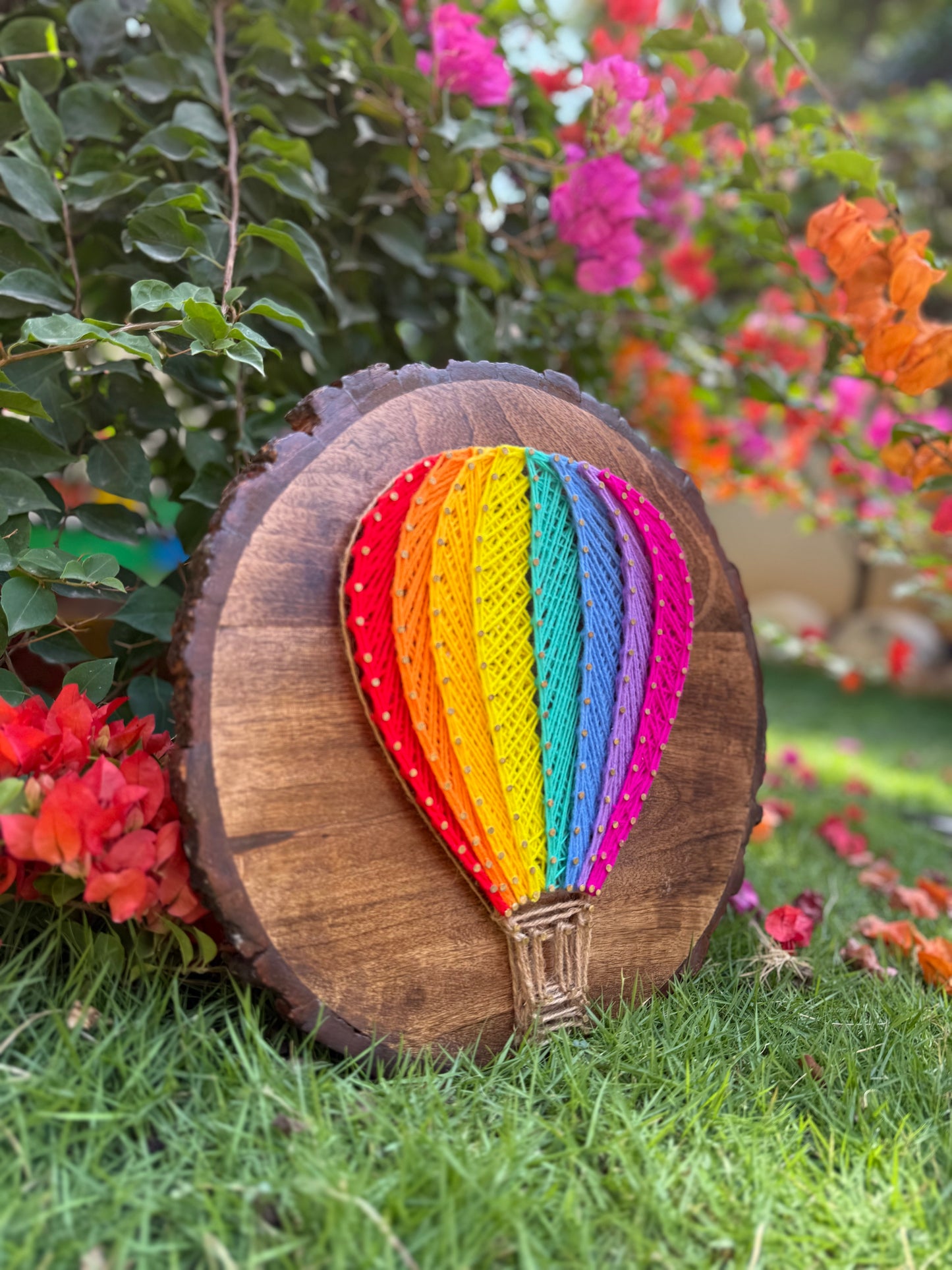 Hot Air Balloon: Natural Wood String Art