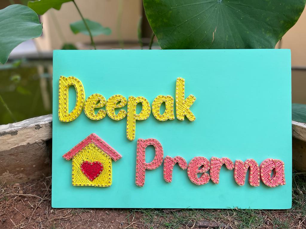 Couple Nameplate With Home/Heart/Infinity String Art