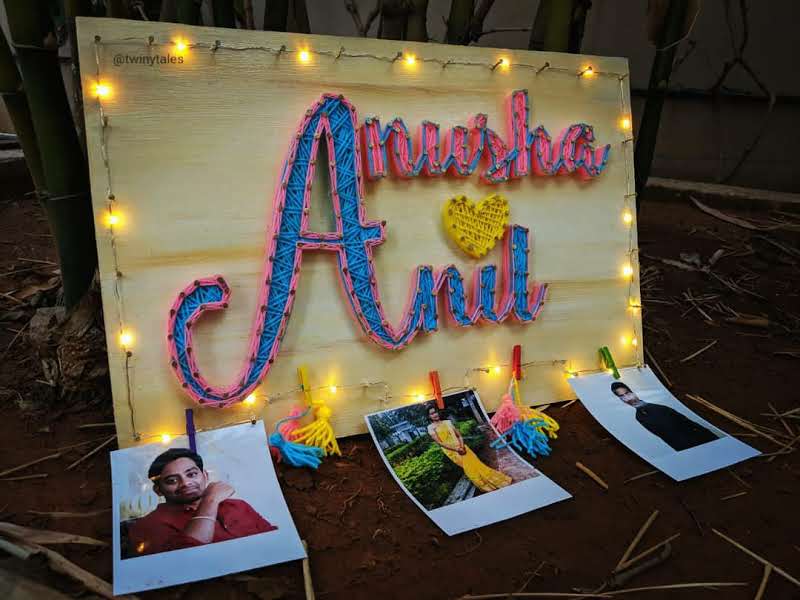 Couple Nameplate With Home/Heart/Infinity String Art