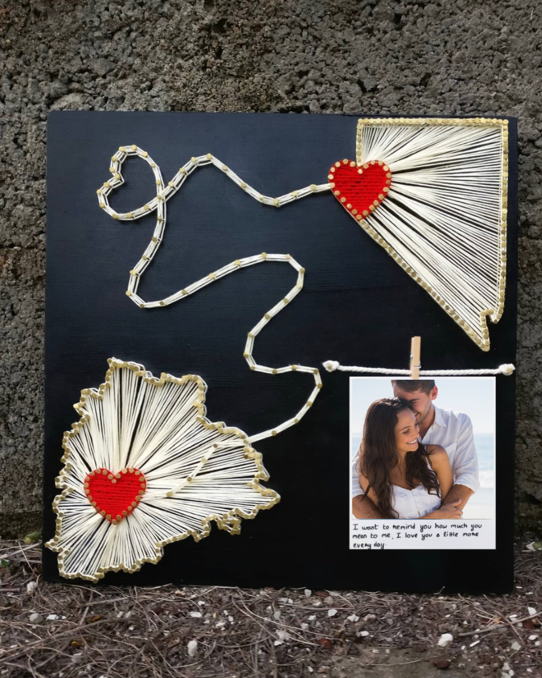 Long Distance Couple Map String Art