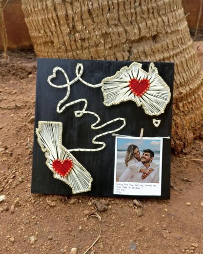 Long Distance Couple Map String Art