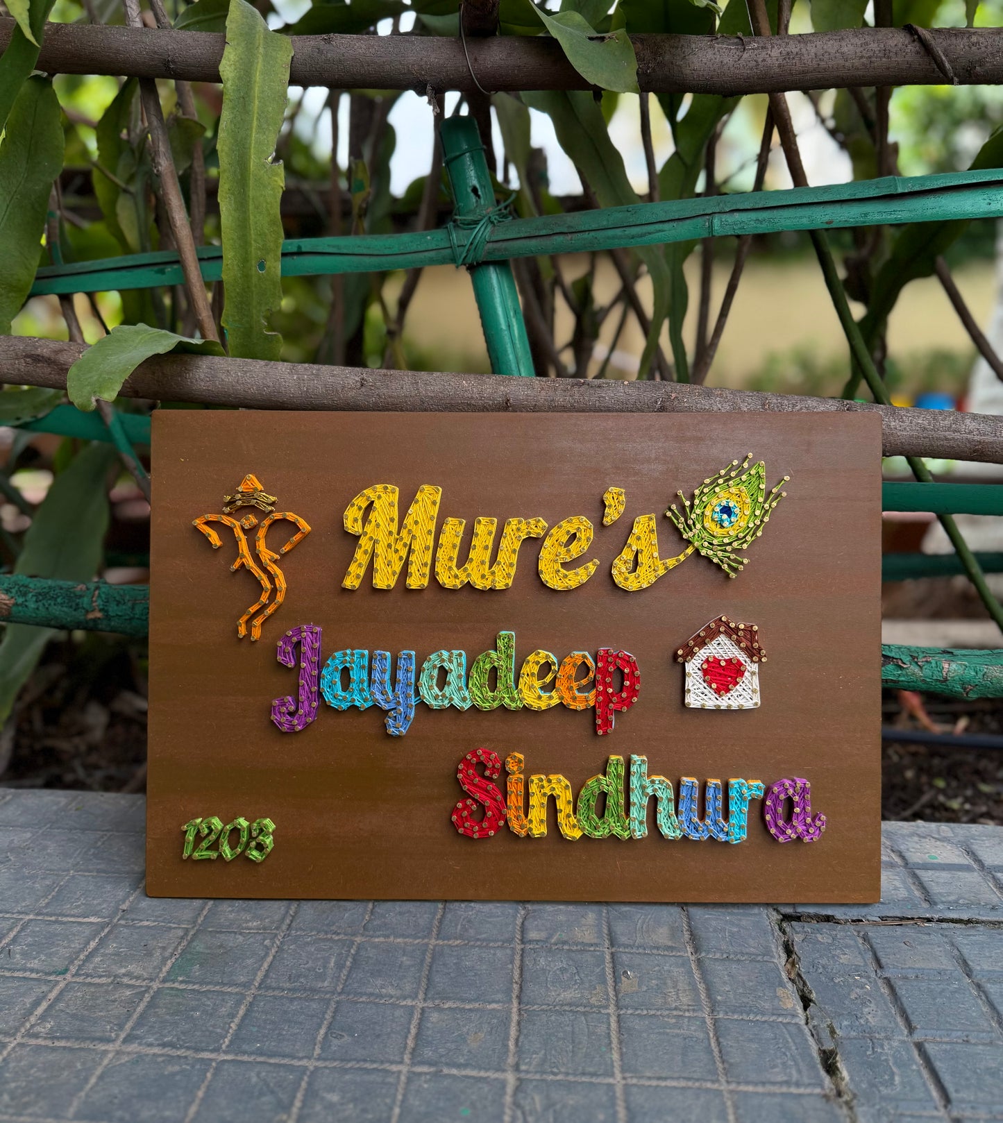 Couple Nameplate With Home/Heart/Infinity String Art