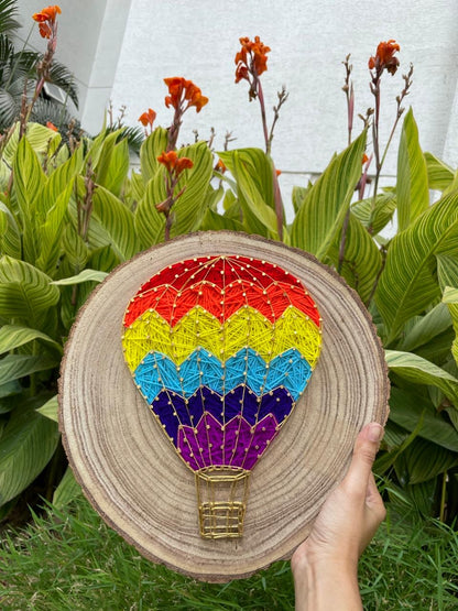 Hot Air Balloon: Natural Wood String Art